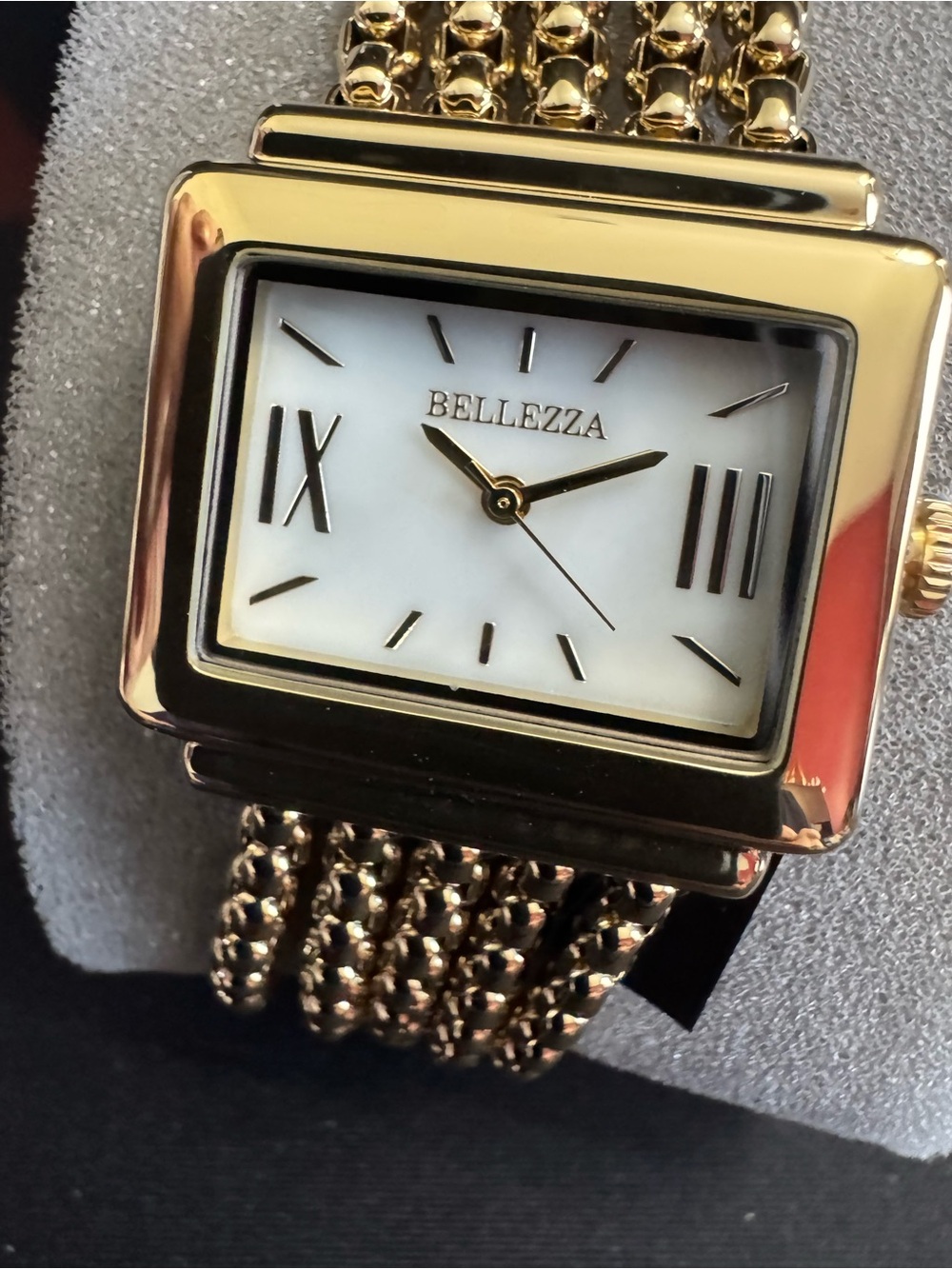 Bellezza Gold/White Pearl Rectangular Watch w/ Beautiful Multi Chain Bracelet - - Picture 2 of 7